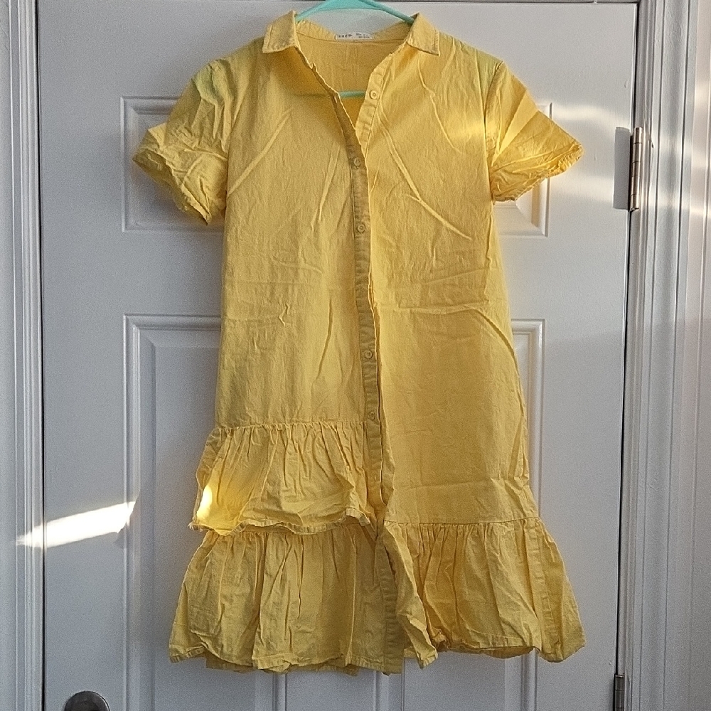 3 For 10) SHEIN Sunny Yellow Kids Cotton Dress L